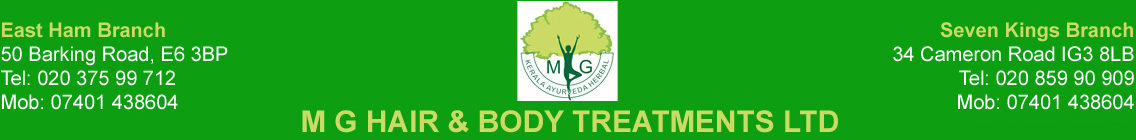 MG Hair & Body Treatments | Kerala Ayurveda Centre in UK